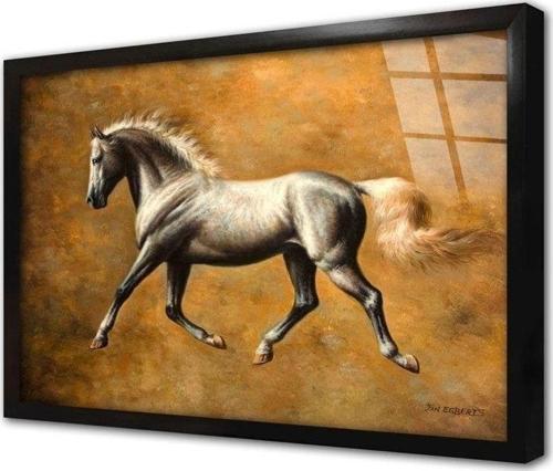 Beyaz Yeleli At Çerçeveli Cam Tablo 20x30 cm