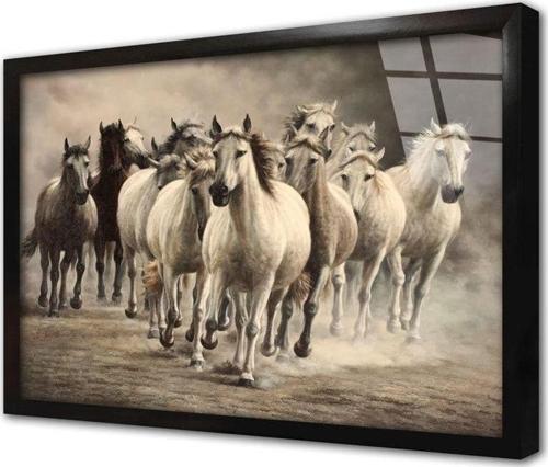 Koşan Atlar Çerçeveli Cam Tablo 20x30 cm