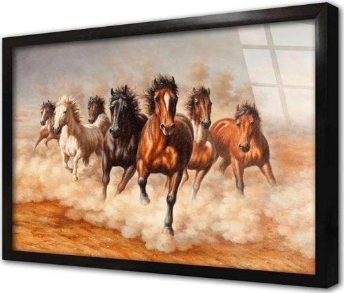 Tozu Dumana Katmış At Sürüsü Çerçeveli Cam Tablo 20x30 cm