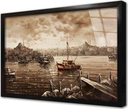 Istanbul Siyah Beyaz Çerçeveli Cam Tablo 20x30 cm