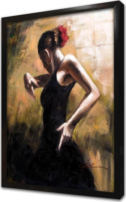 Siyah Giymiş Latin Dansı Yapan Kadın Çerçeveli Cam Tablo 20x30 cm