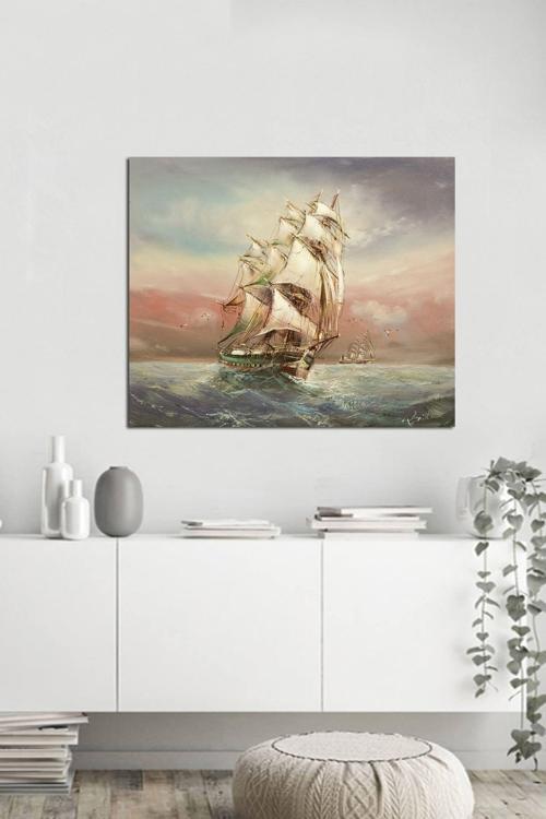 Denizde Yelkenli Kanvas Tablo 60x90 cm 60x90 cm