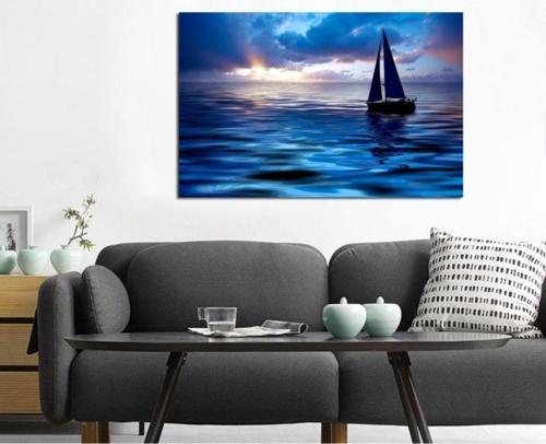 Denizde Yelkenli Kanvas Tablo 90x120 cm 90x120 cm