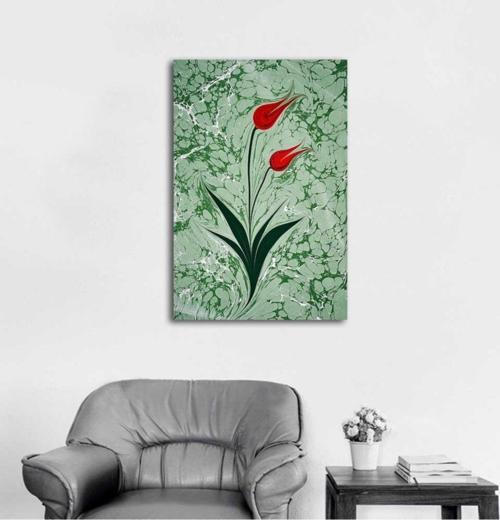 Ebru Laleler Kanvas Tablo 60x90 cm 60x90 cm
