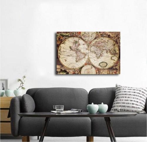 Eski Dünya Haritası Kanvas Tablo 60x90 60x90 cm