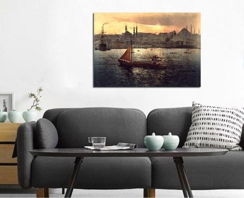 Eski Istanbul Tarihi Yarımada Fotoğraf Kanvas Tablo 140x210 cm 140x210 cm