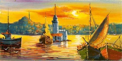 Istanbul Gün Batımı Kanvas Tablo 70x140 cm Kb16210 70x140 cm