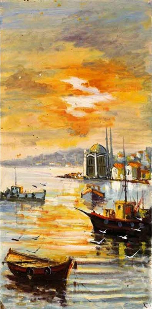Istanbul Gün Batımı Ortaköy Camii Kanvas Tablo 30x60 cm Kb16227 30x60 cm
