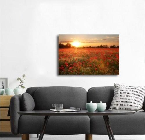 Manzara Gelincik Tarlası Kanvas Tablo 90x120 90x120 cm