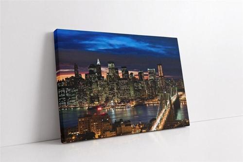 New York Gece Kanvas Tablo 90x130 cm