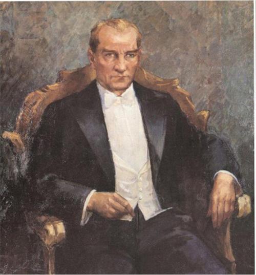 Mustafa Kemal Atatürk Otururken Kanvas Tablo 60x60 cm Kb01011 60x60 cm