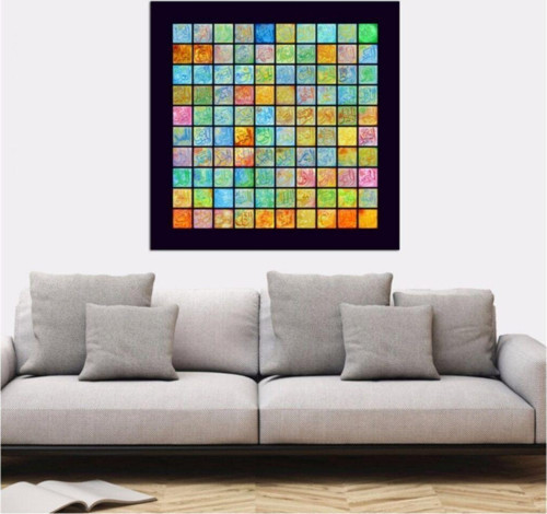 Modern Esmaül Hüsna Kanvas Tablo 140x140 cm B-32-015 140x140 cm