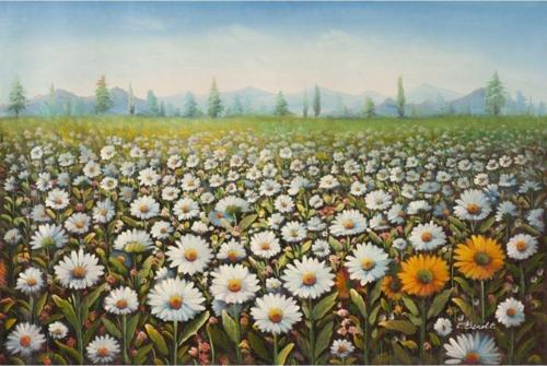 Papatya Tarlası Manzara Kanvas Tablo 60x90 cm 60x90 cm