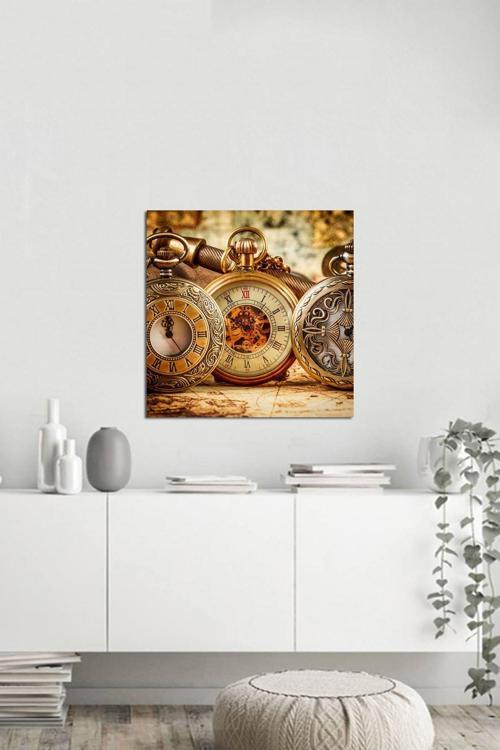 Roma Rakamlı Saatler Dekoratif Kanvas Tablo 50x50 cm 50x50 cm