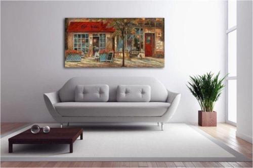 Paris - Sokak Kafe Kanvas Tablo 40x100 cm Ls080 40x100 cm