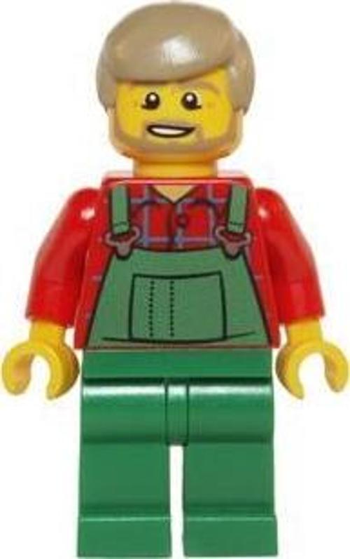 Minifigür Overalls Farmer Green Dark Tan Hair and Beard +6 Yaş (1 Parça)