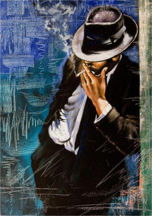 Sigara Içen Adam Kanvas Tablo 20x30 cm