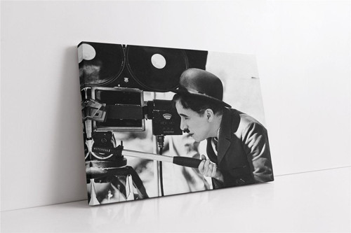 Siyah Beyaz Charlie Chaplin Kanvas Tablo