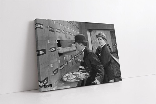 Siyah Beyaz Charlie Chaplin Kanvas Tablo