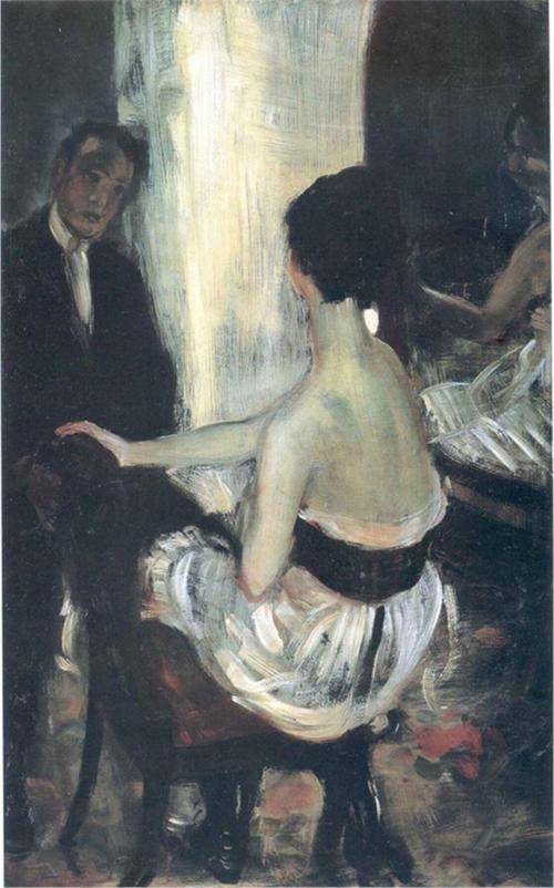 Seated Actress With Mirror Kanvas Tablo 140x210 cm Kb22411 140x210 cm