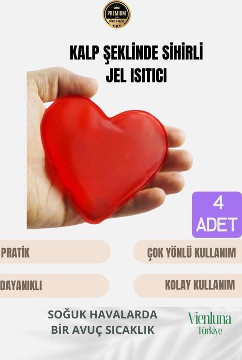 Çok Amaçlı Soğuk Havalarda Kalp Şeklinde Sihirli Jel El Sıcak Tutan Isıtıcı Torba Cep Sobası 4 Adet