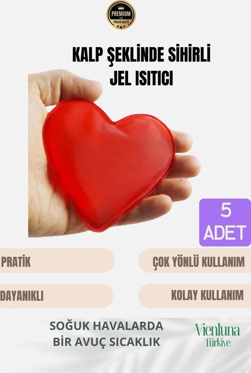 Çok Amaçlı Soğuk Havalarda Kalp Şeklinde Sihirli Jel El Sıcak Tutan Isıtıcı Torba Cep Sobası 5 Adet