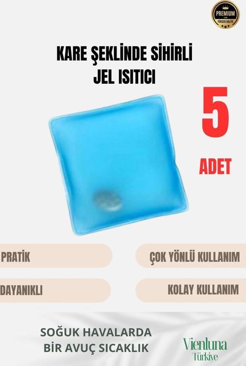 Çok Amaçlı Soğuk Havalarda Kare Şeklinde Sihirli Jel El Sıcak Tutan Isıtıcı Torba Cep Sobası 5 Adet