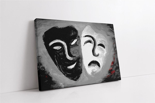 Siyah Ve Beyaz Maske Kanvas Tablo