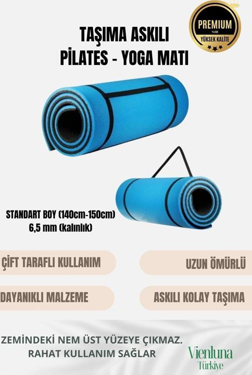 Lüks İki Yüzeyli Kayma Önleyici Silinebilir Hijyenik Yoga Minderi Pilates Meditasyon Matı 6,5 mm