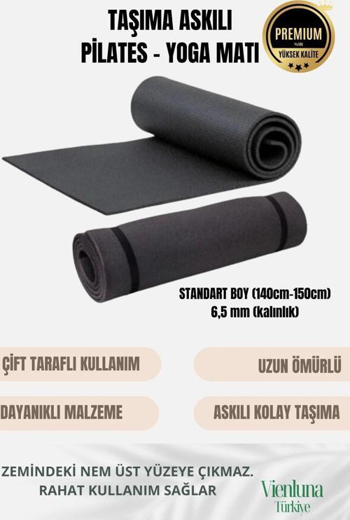 Lüks İki Yüzeyli Kayma Önleyici Silinebilir Hijyenik Yoga Minderi Pilates Meditasyon Matı 6,5 mm