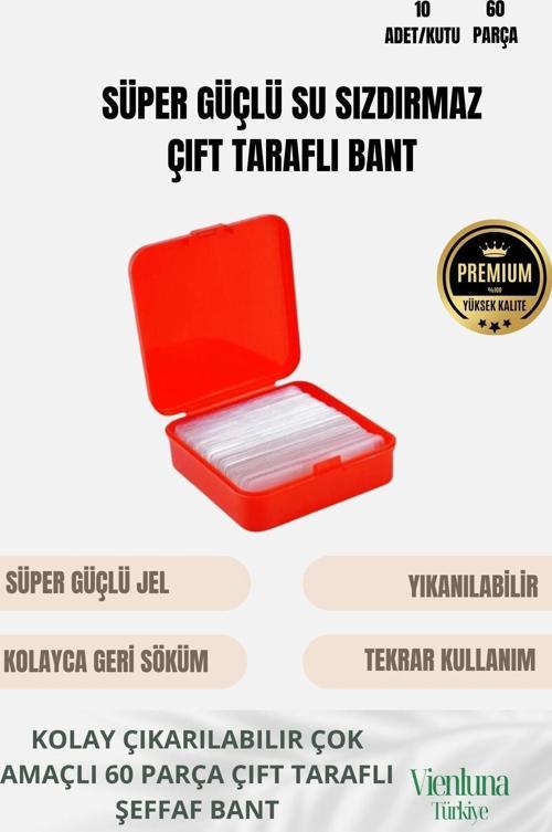 Özel Tasarım Süper Güçlü Yapışkan Kolay Çıkarılabilir 60 Parça Çift Taraflı Şeffaf Bant 10'lu Set
