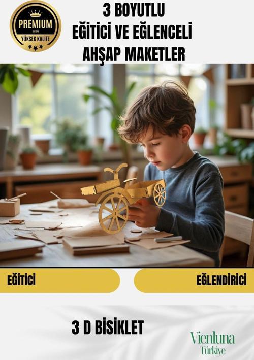 Yeni Sezon Eğitici Öğretici 3 Boyut Ahşap Puzzle Zeka Geliştirici Boyanabilir Oyun Maket Bisiklet
