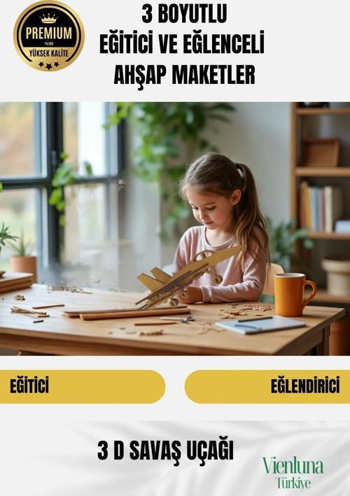 Yeni Sezon Eğitici Öğretici 3 Boyut Ahşap Puzzle Zeka Geliştirici Boyanabilir Oyun Maket Savaş Uçağı