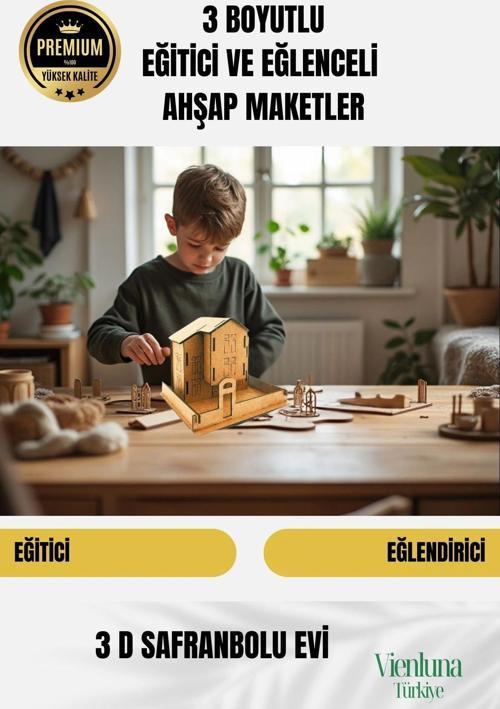 Yeni Sezon Eğitici Öğretici 3 Boyut Ahşap Zeka Geliştirici Boyanabilir Oyun Maket Safranbolu Evi