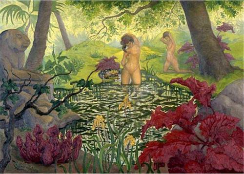 Suda Yıkanan Kadınlar Kanvas Tablo 120x180 cm Kb02288 120x180 cm