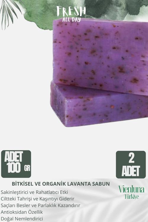 Özel Üretim El Yapımı %100 Doğal Ferah Kokulu Saç Vücut Cilt Dostu Orijinal Lavanta Sabunu 2 Adet