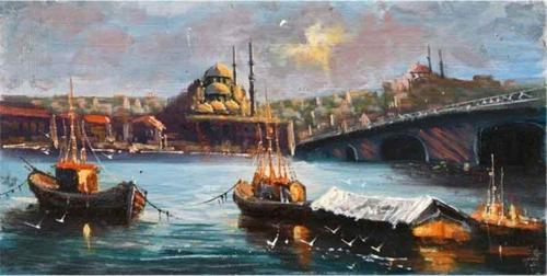 Taksimden Eminönü Kanvas Tablo 90x180 cm Kb16254 90x180 cm