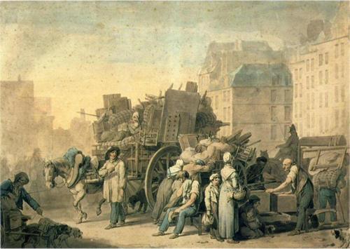 Suluboya Kasabayı Terkeden Insanlar Kanvas Tablo 80x120 cm Kb27079 80x120 cm