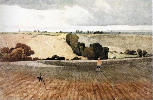 Suluboya Tarla Ortasında Duran Çocuk Kanvas Tablo 60x90 cm Kb27061 60x90 cm