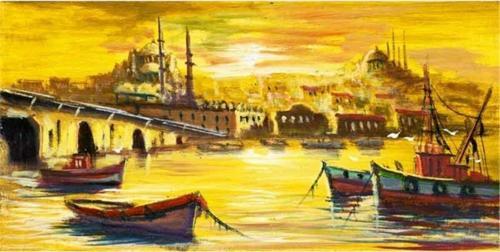 Taksimden Eminönü Kanvas Tablo 120x240 cm Kb16240 120x240 cm