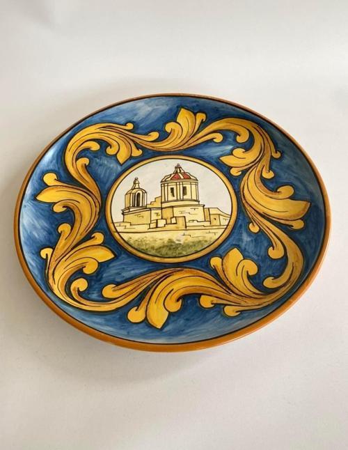 El Yapımı Damgalı Dekoratif Seramik Duvar Tabağı 32cm