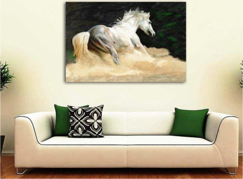 Yağlı Boya Beyaz At Kanvas Tablo 90x120 cm 90x120 cm