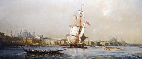 Yağlı Boya Eski Istanbul Kanvas Tablo (Fausto Zonaro) 40x100 cm 40x100 cm