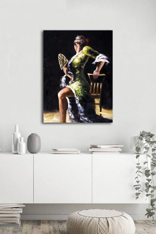 Yağlı Boya Ispanyol Dansçı Kadın Kanvas Tablo 30x40 cm 30x40 cm