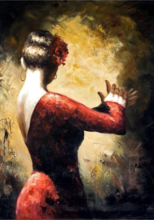 Yağlı Boya Ispanyol Dansçı Kadın Kanvas Tablo 50x70 cm 50x70 cm