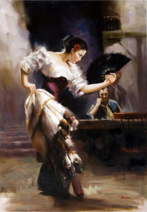 Yağlı Boya Ispanyol Dansçı Kadın Kanvas Tablo 50x70 cm 50x70 cm