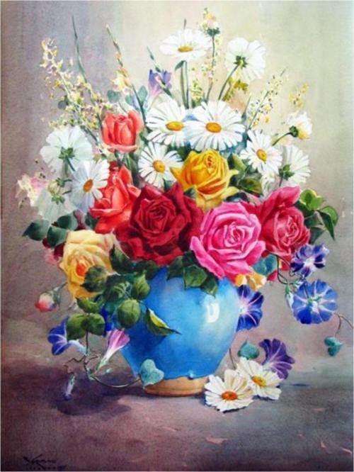 Vazoda Çiçekler Kanvas Tablo 50x70 cm 50x70 cm