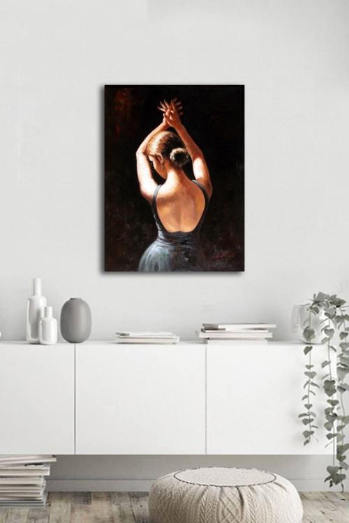 Yağlı Boya Ispanyol Dansçı Kadın Kanvas Tablo 90x120 cm 90x120 cm