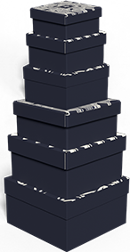 Hediye Kutusu Kare 6 Lı Lacivert Çiçek Hk-95