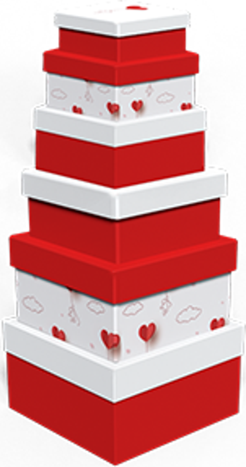 Hediye Kutusu Kare 6 Lı Uçan Kalpli Hk-93